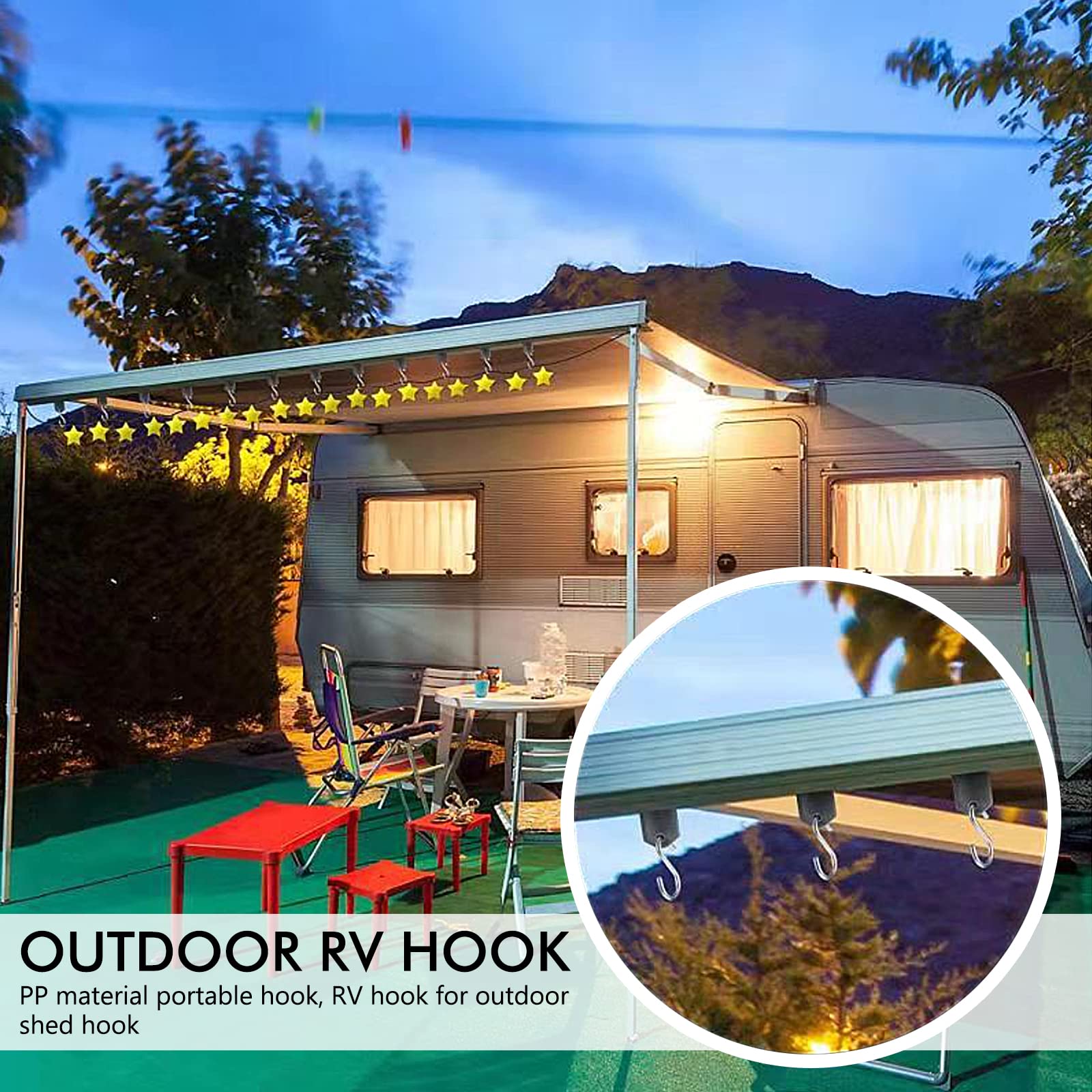 ALFFREUDE 10 Pezzi Gancio per Tendalino Camper, Tende da Campeggio Appendini, Acciaio Inossidabile Kit da Infilare nel Profilo del Tendalino per Tende da Sole