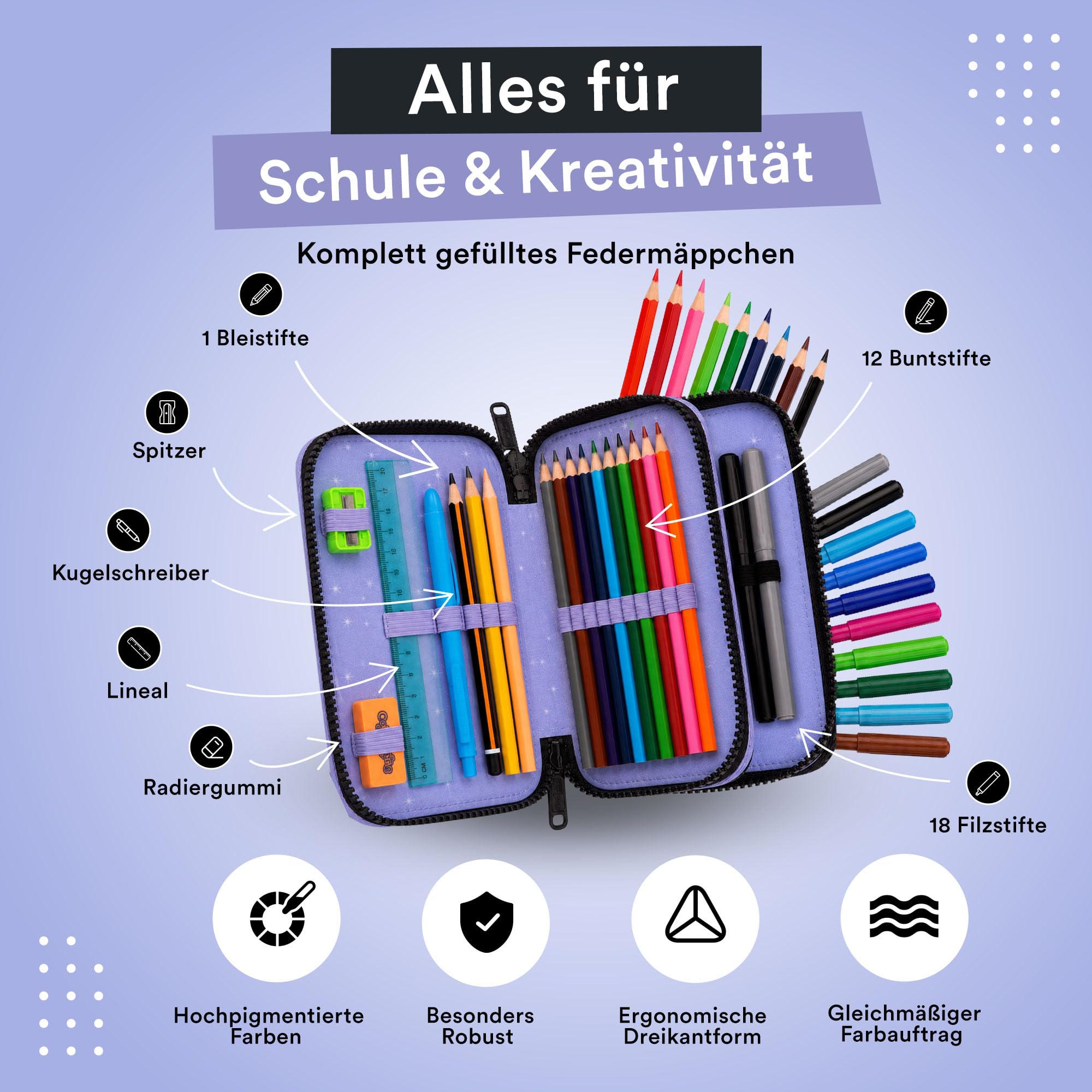 CoolPack Kuromi Astuccio Jumper 2 – Astuccio per la scuola riempito con penne Colorino in motivo Kuromi – 2 scomparti