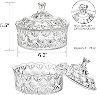 Vista 2 de Lawei Paquete de 2 platos para dulces con tapa, tarro de acrílico decorativo para dulces cubierto de cristal, para bufé de dulces, fiesta, boda
