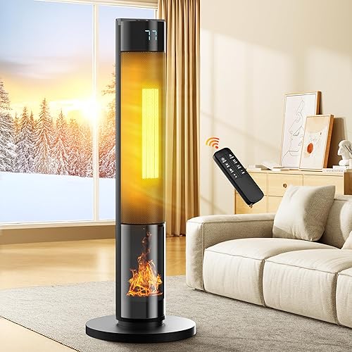 AKIRES Calentador de espacio de torre de 34 pulgadas para uso en interiores, calentador eléctrico portátil grande de 1500 W, calentador de