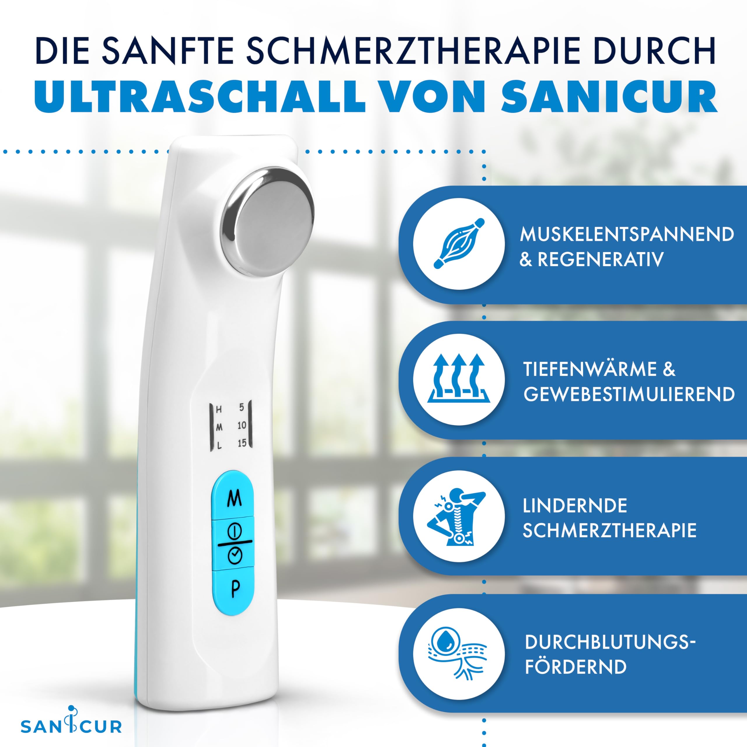 Dispositivo per la terapia del dolore ad ultrasuoni, dispositivo medico certificato, efficace per dolori muscolari, artrosi, stiramenti e tensioni, gel ultrasonico da 150 ml, 3 livelli di