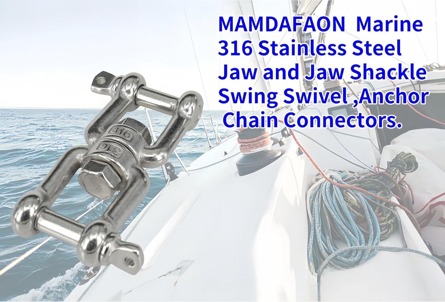 316 Stainless Steel 1/2"(M12) Jaw - Jaw Swivel Anchor Connector Clevis Double Shackle for Boat,1PCS - Image 4