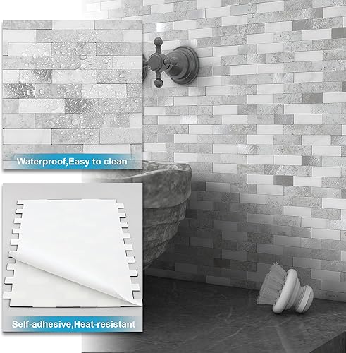 Miniatura 7 de BeNice Pelar y pegar en muro para calcomanías de cocina, azulejos de mosaico de despegar y pegar, azulejos de baño, azulejos de mármol para despegar