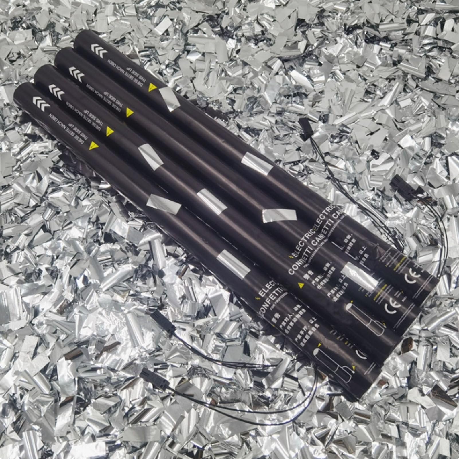 Konfettikanone für Karnevalspartys, 80 cm Konfettikanone, biologisch abbaubar, 25 Stück, für Feiern, Geburtstage, Weihnachten. Silberne Pailletten
