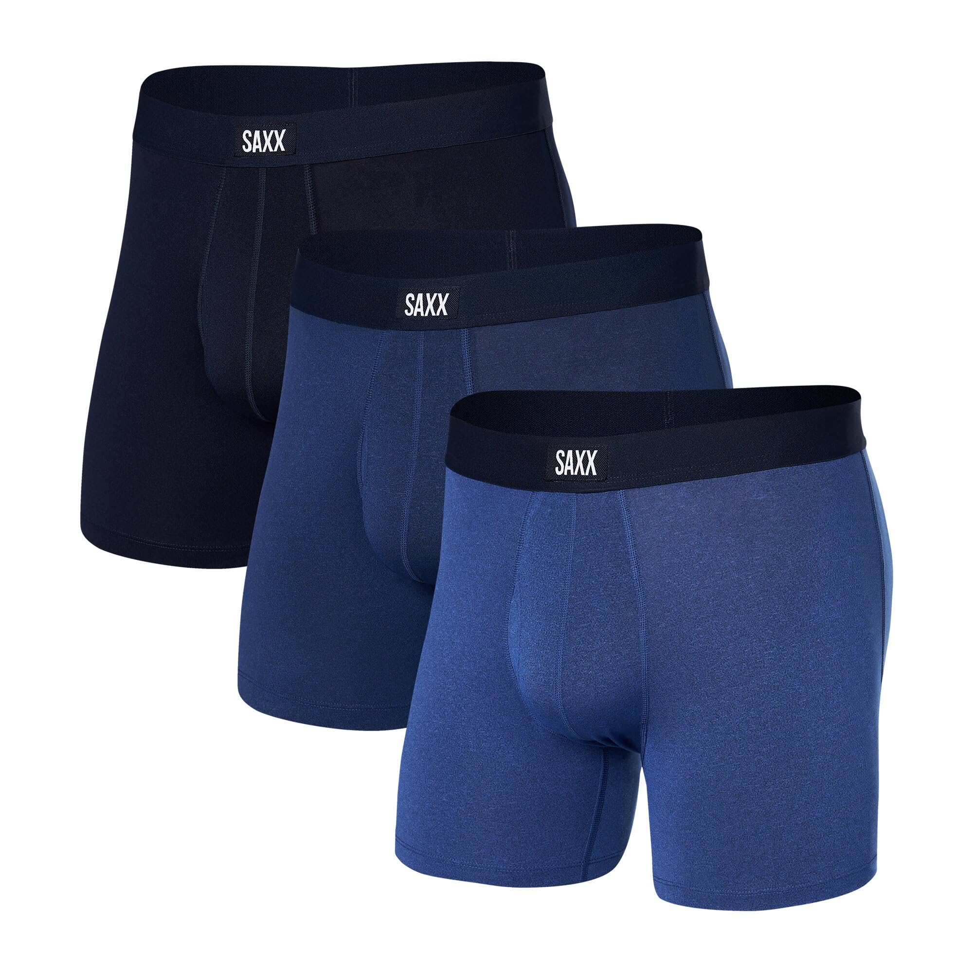 SAXX Underwear Co. Men's Underwear with Pouch Daytripper Boxer Brief Fly 3Pk, Sport Blue/Blueberry/Maritime, XXL