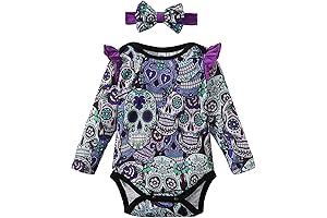 Baby Girl Halloween Costume, 0-3 Months, Skull Print Bodysuit