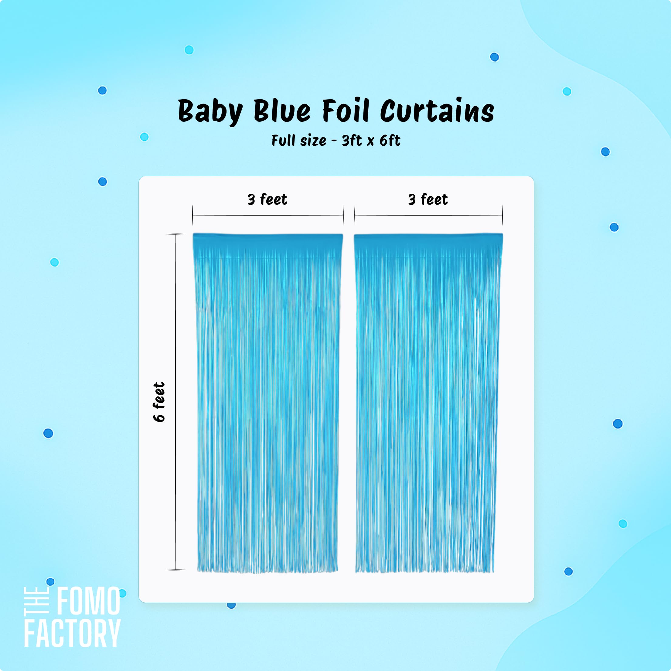 The FOMO Factory 53 Pcs Pastel Blue Birthday Decoration Kit | Metallic Shiny Balloon Arch + Large Pastel Blue Curtain + HBD Banner | Easy Birthday Decoration for Boy, DIY Kids Party Prop (Blue53) 3