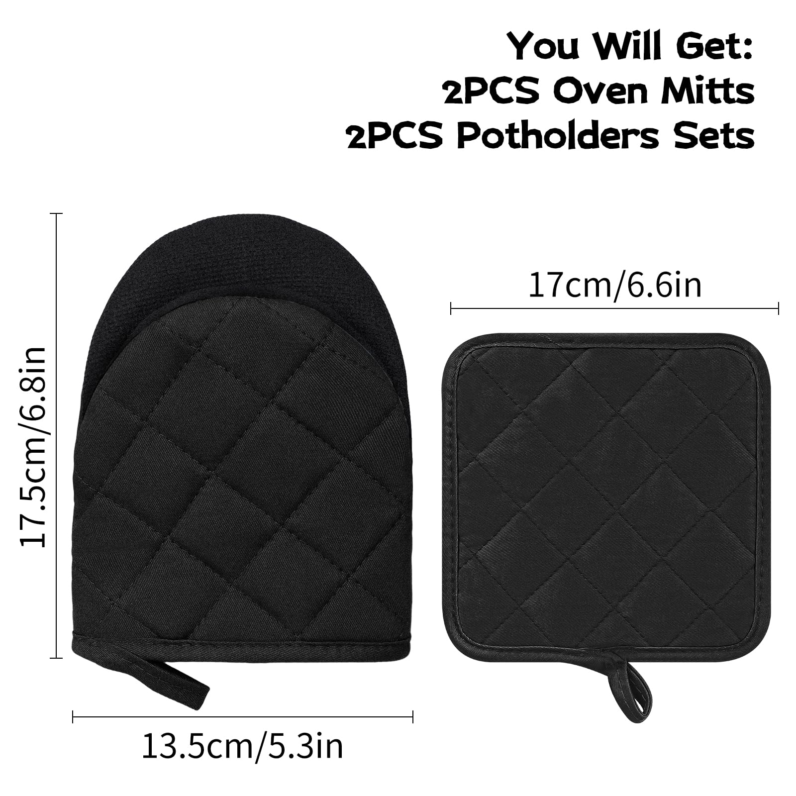 Lot de 4 maniques et maniques en silicone résistant à la chaleur jusqu'à 500 degrés - Mini gants de four et coussinets chauds pour la cuisson, le barbecue, le micro-ondes - Lavable