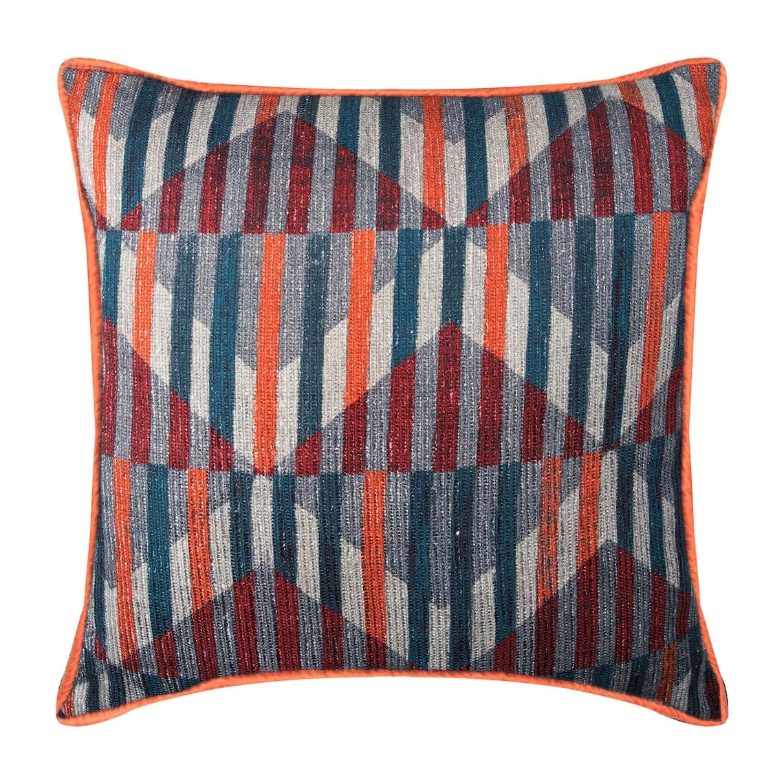 The HomeCentric Decorative Orange 12"x12" (30x30 cm) cushion Covers, Ribbed Cotton Retro Throw cushion Covers, Striped Pattern Modern Style - Retro Stripes โ image 1