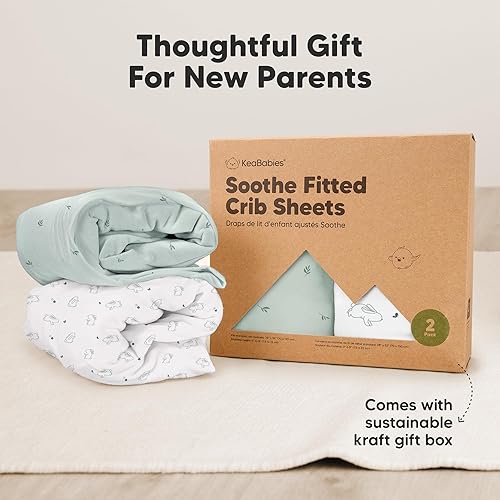 Vista 81 de KeaBabies - Juego de 2 sábanas orgánicas, unisex, suaves, 52 x 28 pulgadas, diseño neutro, de algodón jersey transpirable, con estampados adorables