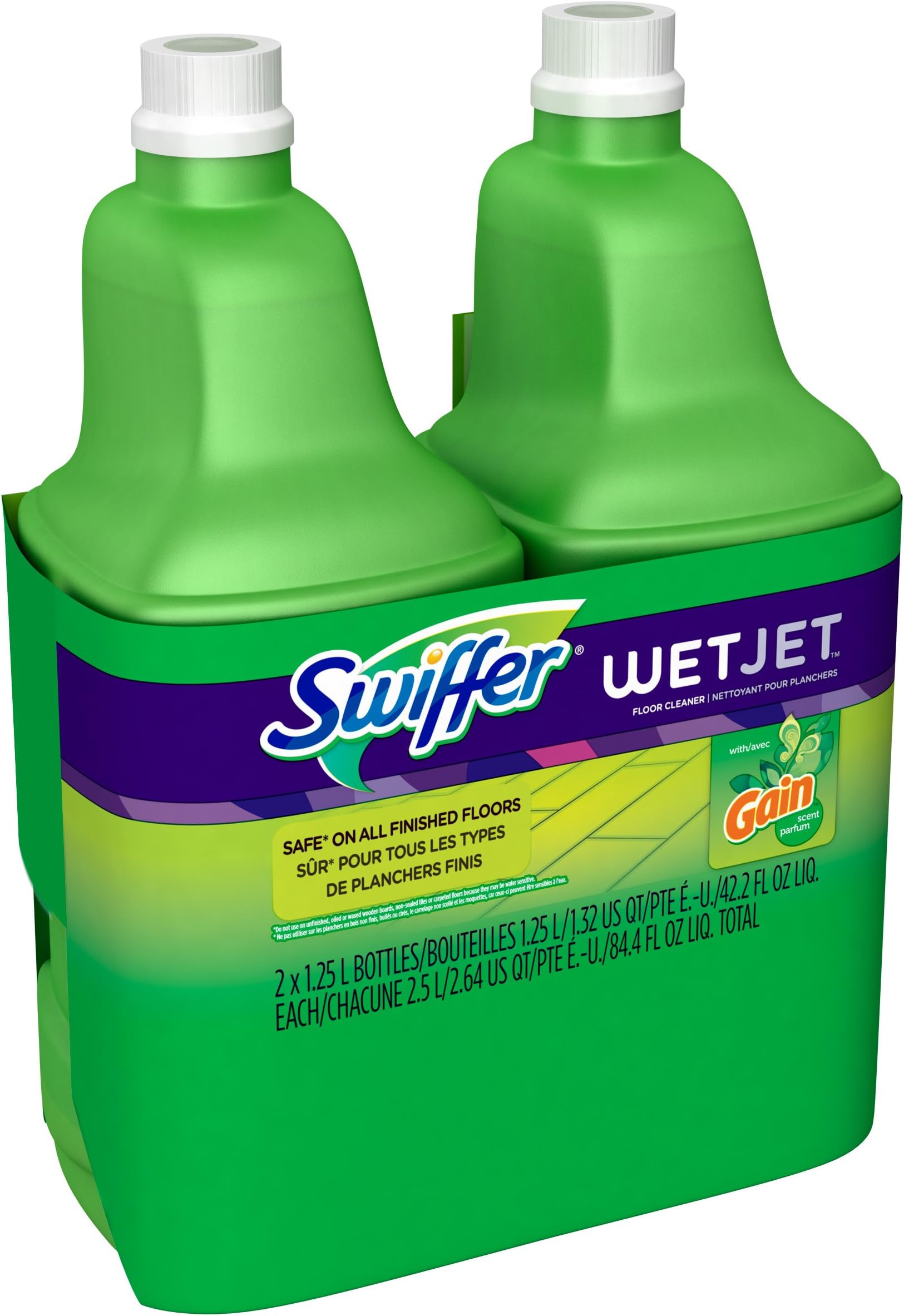 Swiffer Wet Jet, Spray Mop Floor Cleaner Multi-Purpose Solution, Gain Original, 42.2 oz, 2 pk