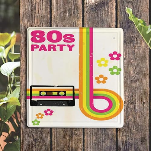 Miniatura 3 de Metal Tin Sign-retro poster 80s party flyer with cassette tape-Retro Home Kitchen Office Garden Wall Decor Tin Plaque12x12 Inch(30cmx30cm)