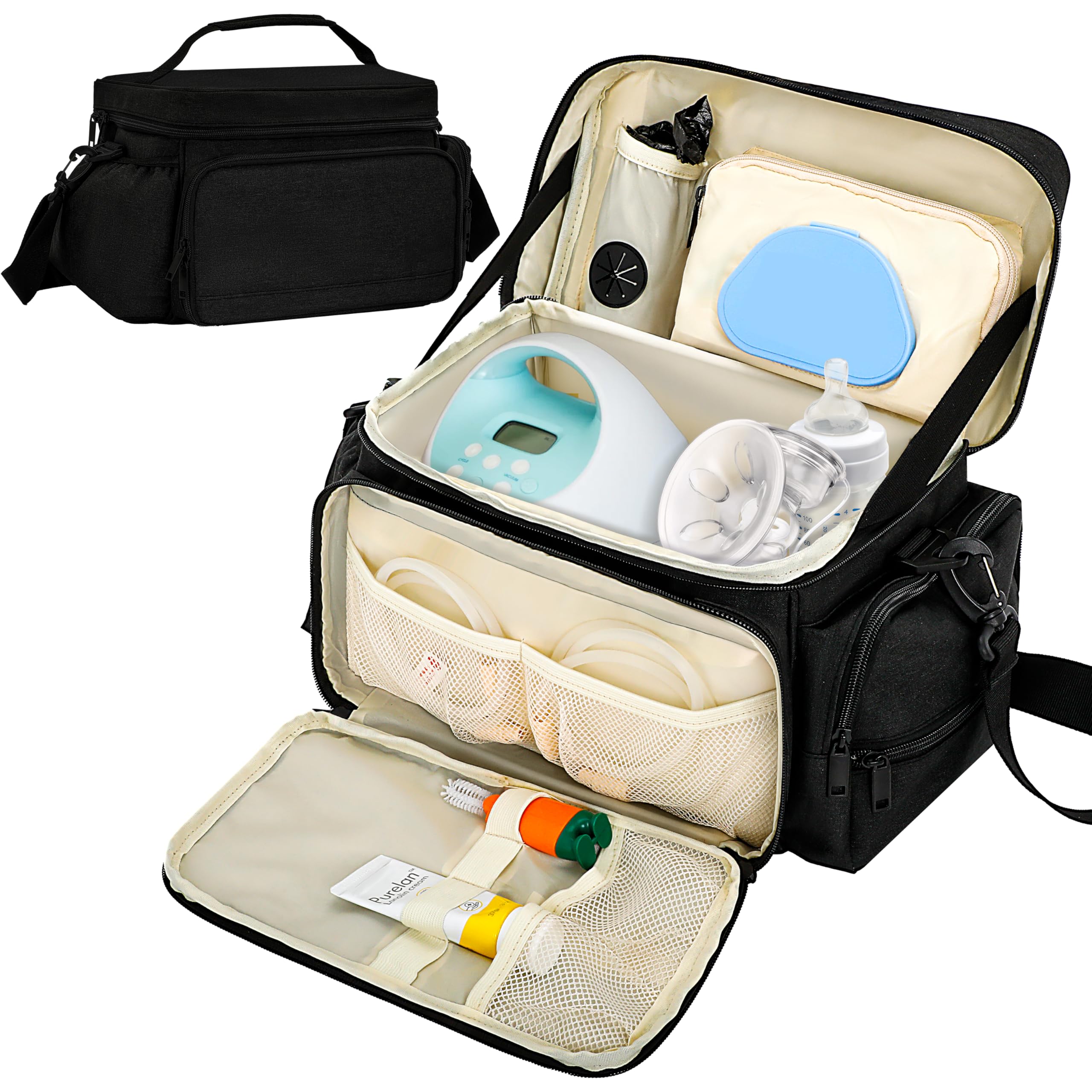 Sac à lait compatible avec Spectra S1/S2 et Medela, sac à langer Mama, pour le travail et les voyages avec compartiment isotherme isotherme, sac de rangement pour tire-lait uniquement