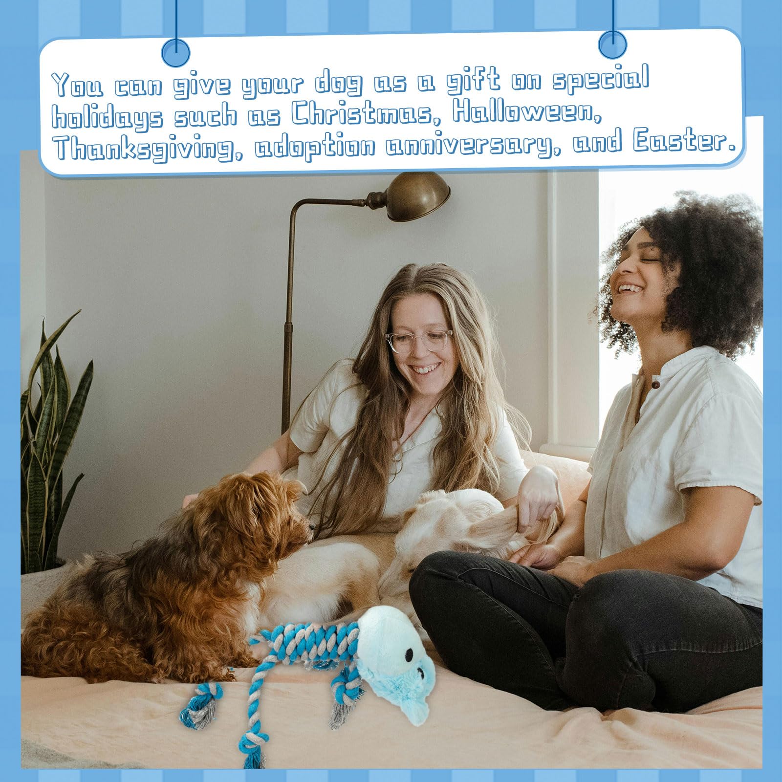 JMZDS&JL Juguetes resistentes para cachorros y perros pequeños y medianos, tira y afloja y animales de peluche para divertirse con la dentición y masticar (Hippo)