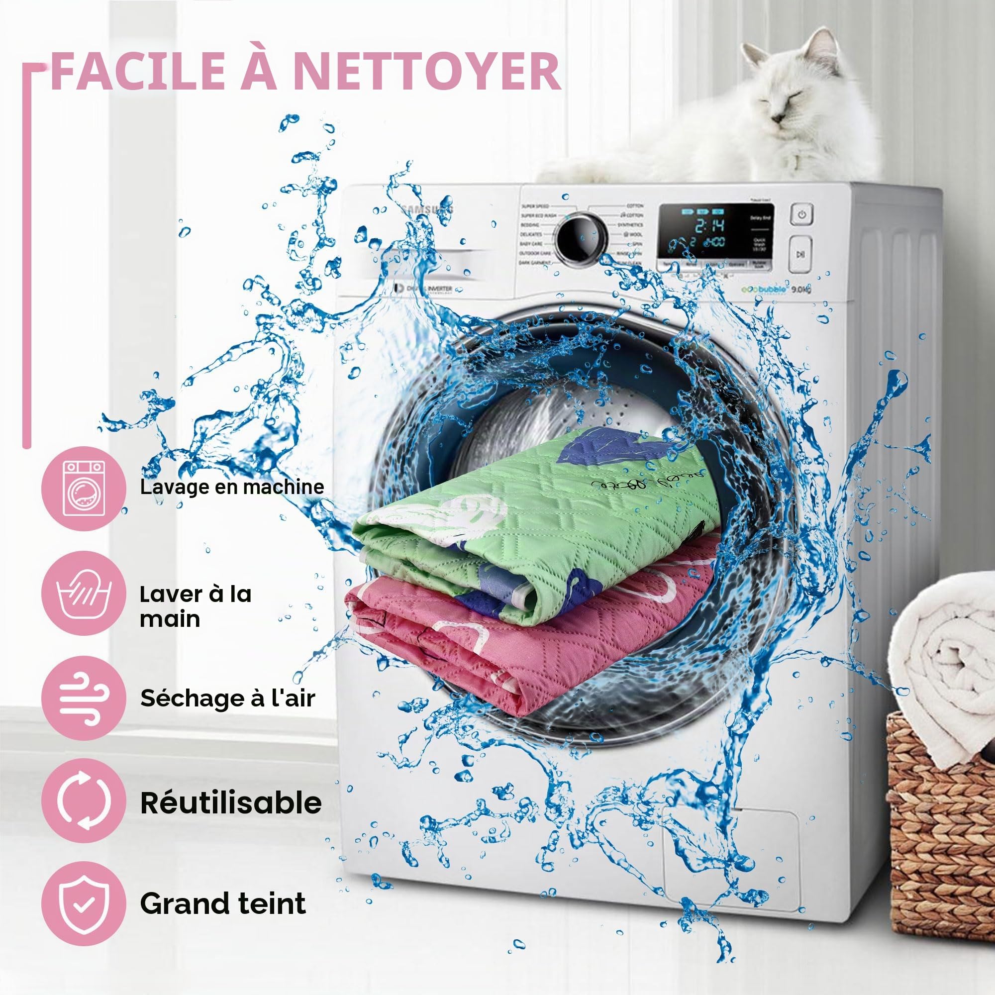 Lot de 2 Doublures de Cage pour Cochon d'Inde avec Outils de Nettoyage Réutilisables Absorbantes Imperméables Lavables et Séchées à L'air Libre pour Petits Animaux Lapin Hamster Litiere Cochon d'Inde