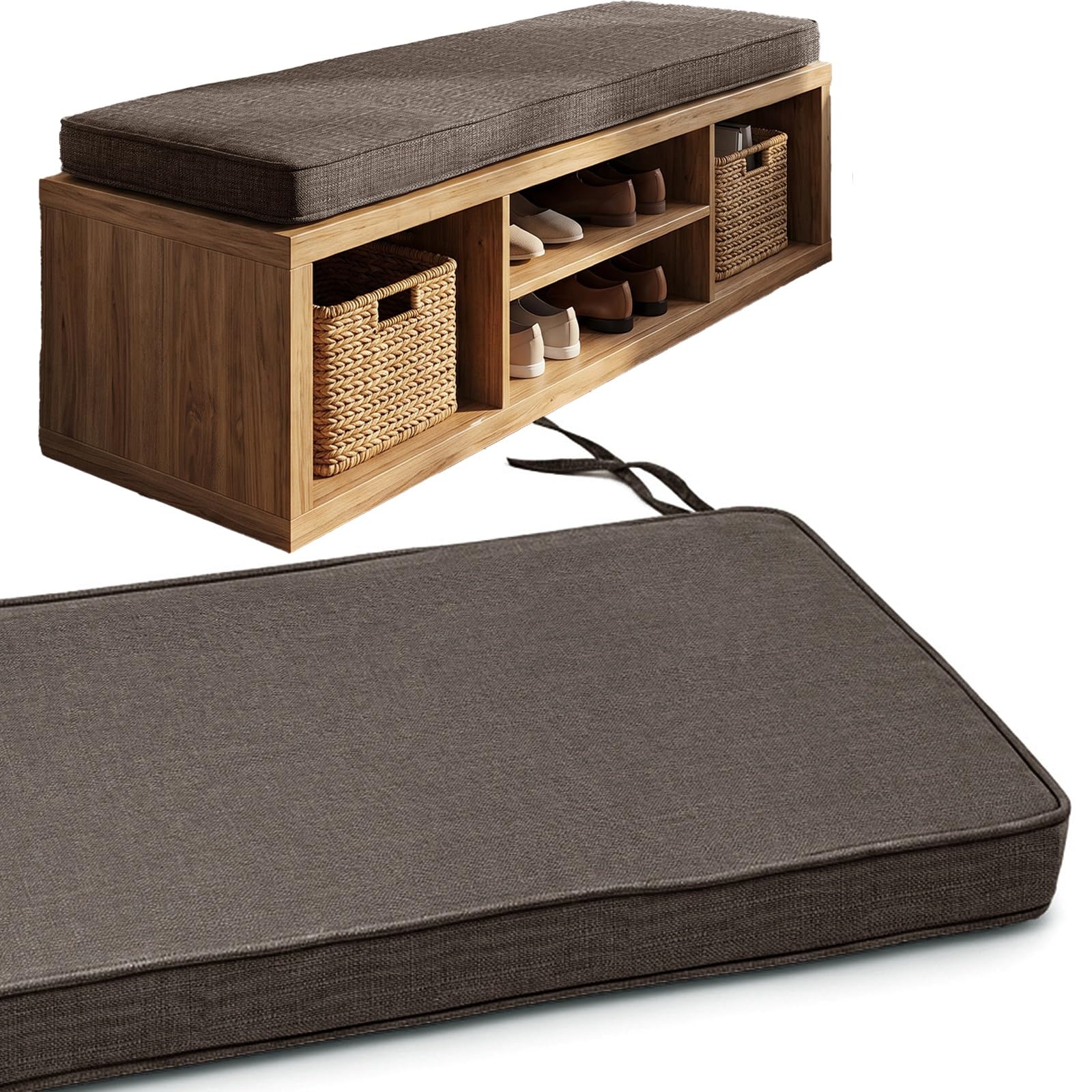 Bench Cushion for Indoor Furniture, Washable Non-Slip Shoe Bench Seat Pad