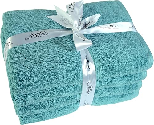 Vista 96 de HILLFAIR Juego de 12 toallas de algodón de 21.16 oz/m², 2 toallas de baño, 4 toallas de mano, 6 toallas de baño, toallas absorbentes de algodón Azul