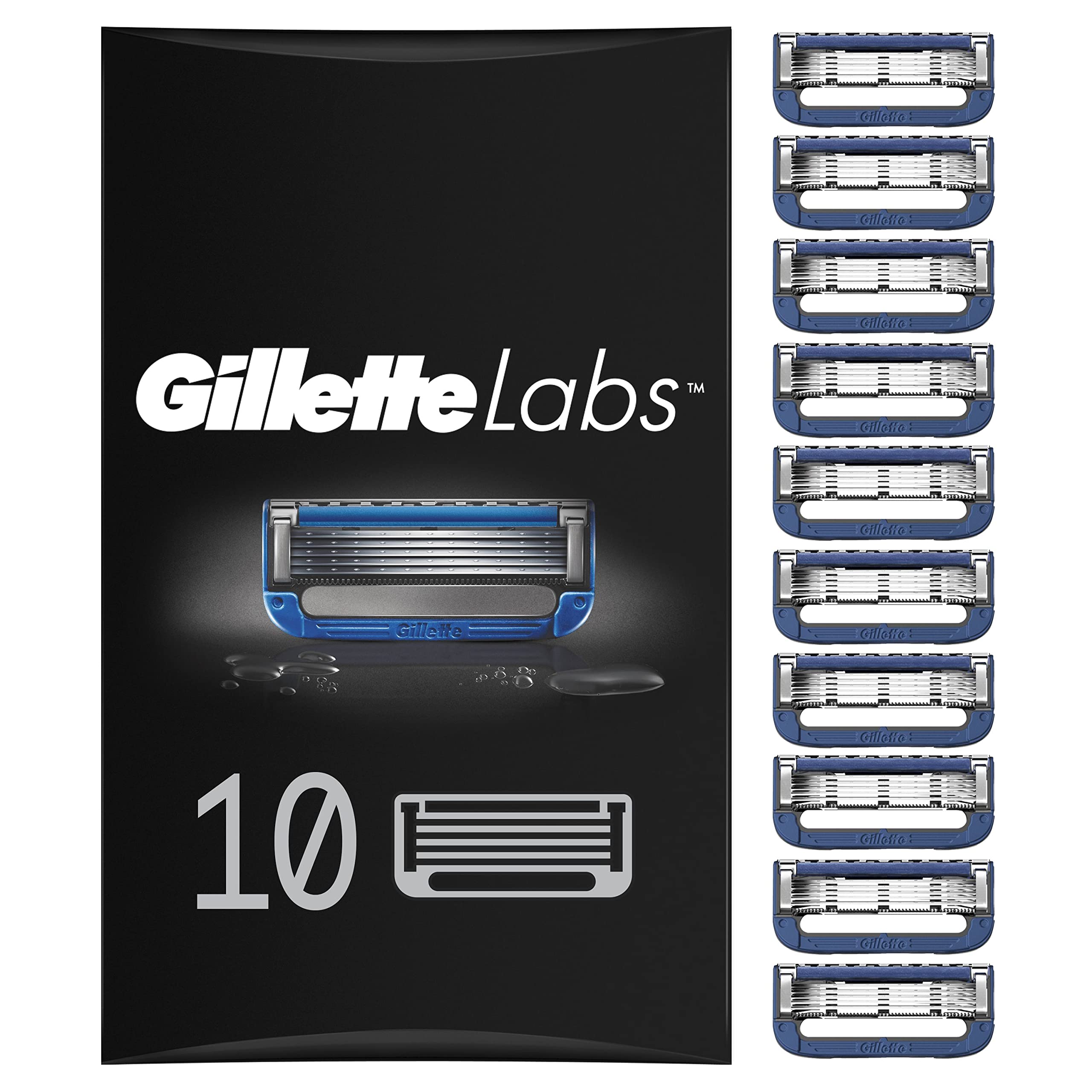 Gillette Labs Heated Razor Cuchillas de Afeitar Hombre, Paquete de 10 Cuchillas de Recambios