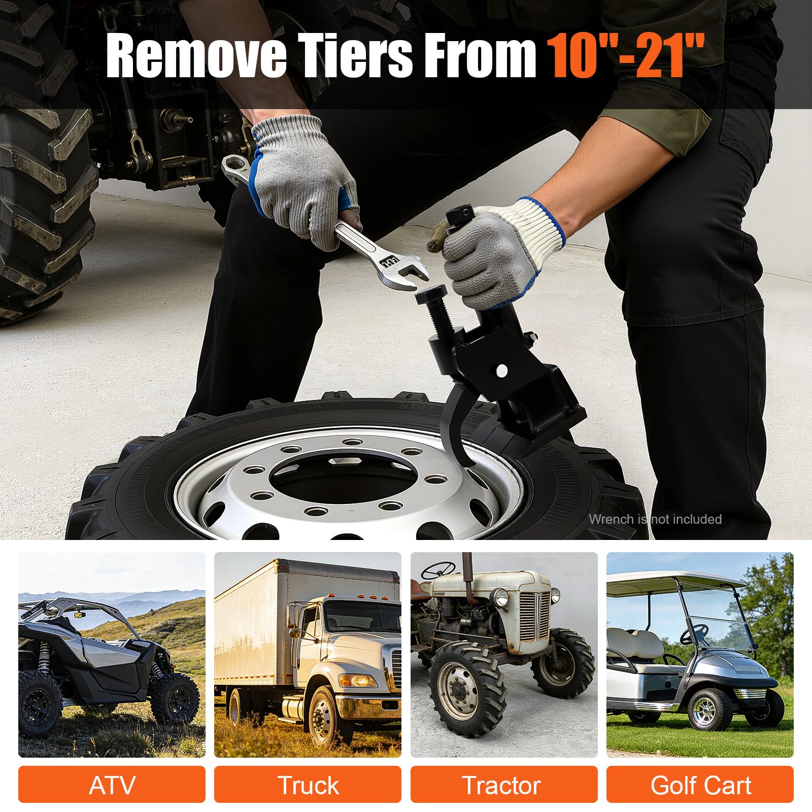 Trituradora de cuentas manual de neumáticos para neumáticos de 10 a 21 pulgadas, apta para coche, ATV, tractor, remolque, herramienta compacta para montaje de neumáticos para taller y asistencia en