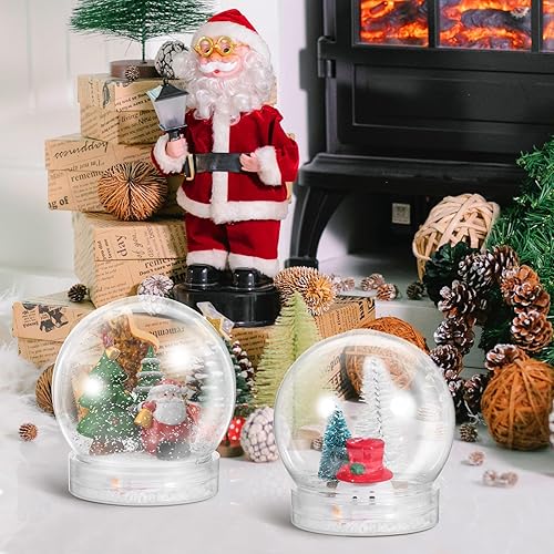 Miniatura 2 de 20 globos de nieve a granel, kit de globos de nieve de plástico transparente de Navidad con tapa de rosca para suministros de manualidades,