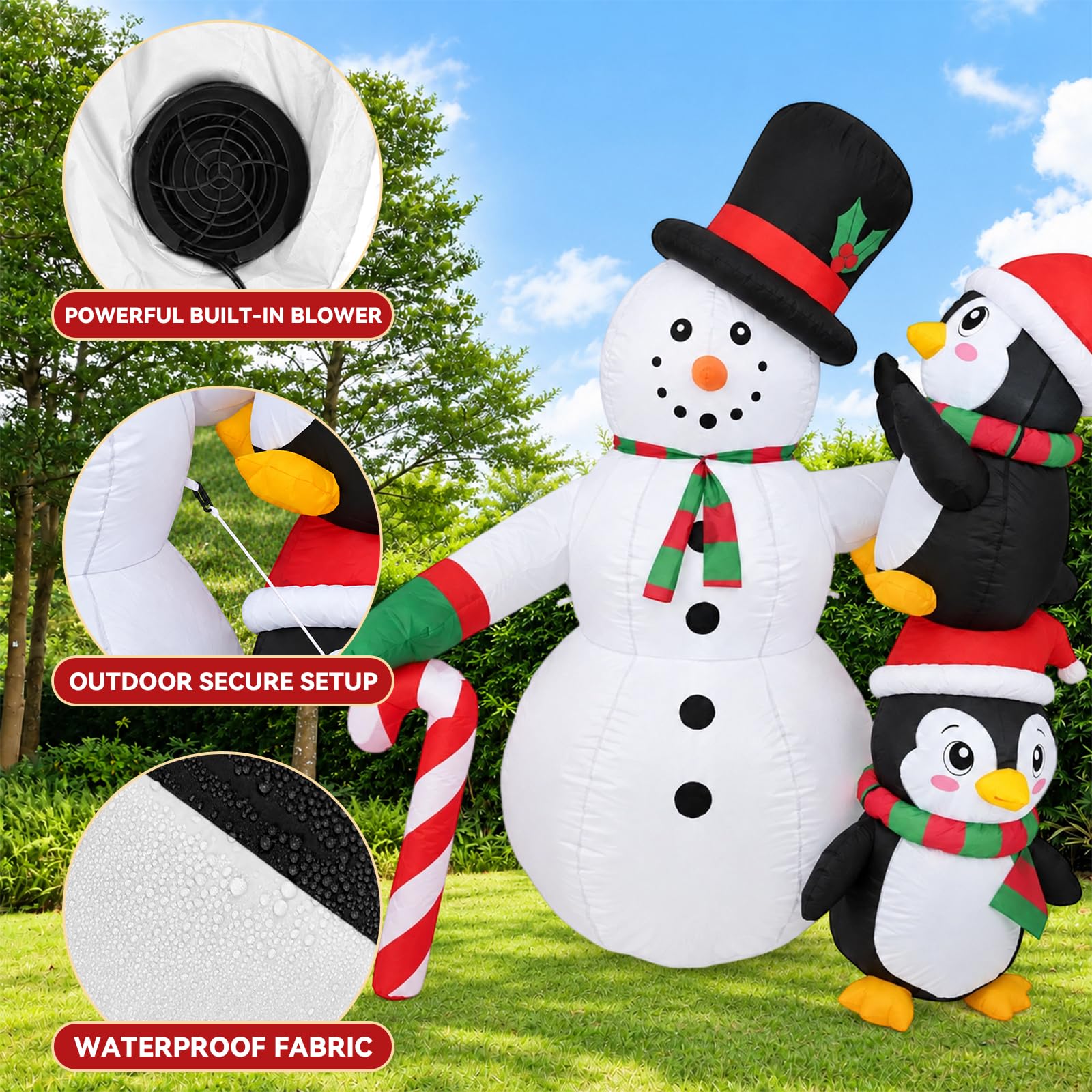 HILAVO Bonhomme de neige gonflable de Noël de 1,5 m