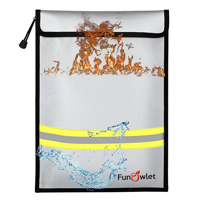 Buy Fireproof Waterproof Money Document Bag 15" x 11" Upgraded Zipper Bags, Fire & Water