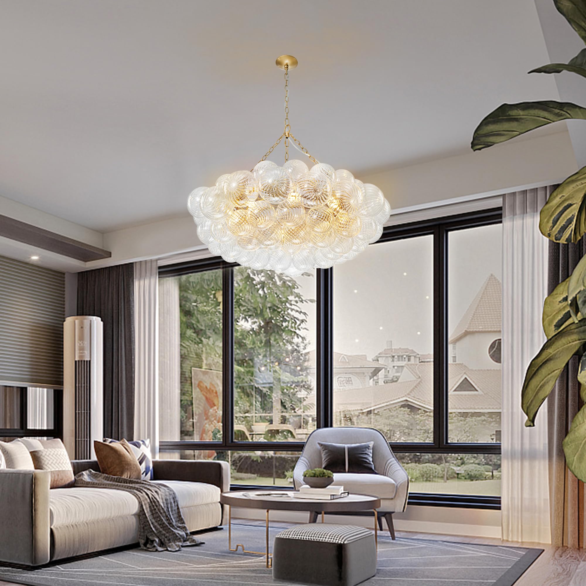 Bubble large Gold シャンデリア ARISKEEN 24 in. 6-Lights Gold Nordic Glass Bubble Ball Chandelier