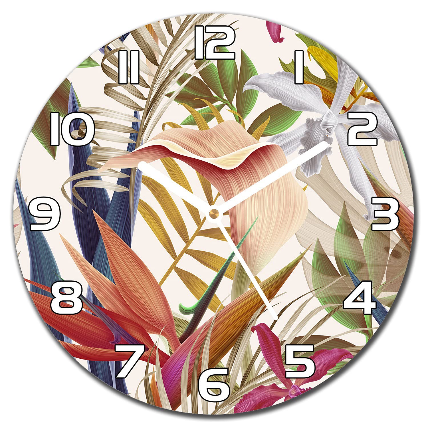 Horloge murale cuisine et salon au design de plantes vintage