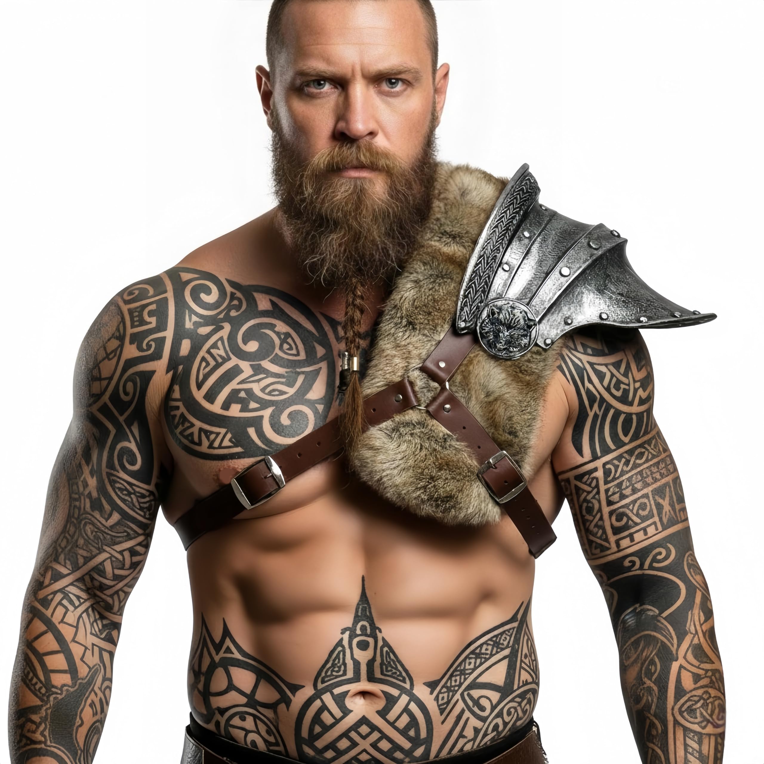 LOOYAR Armadura de Hombro Vikinga de Espuma Forjada Valor - Accesorio de Disfraz Vikingo LARP de Espuma PU para Halloween, Recreaciones Históricas y Regalos Plateado