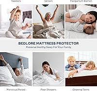 Vista 6 de BEDLORE Protector de colchón impermeable, protector de colchón de tamaño matrimonial con bolsillo profundo de 6 a 15 pulgadas de profundidad, funda