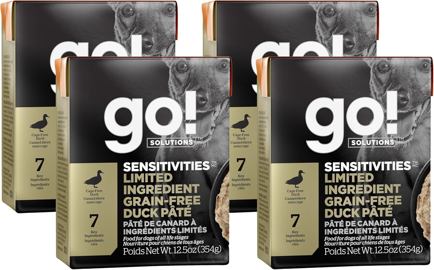 GO! SOLUTIONS Sensitivities Limited Ingredient Wet Dog Food - Grain Free Duck Pâté - Complete & Balanced Nutrition for All Life Stages, 12.5 oz (Pack of 4)