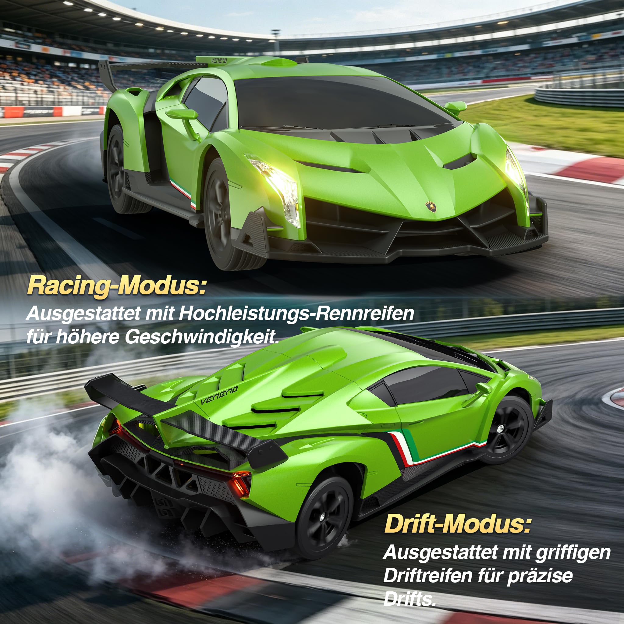 Lamborghini Ferngesteuertes Auto ab 6-12 Jahre, 1:24 RC Drift Auto 25KM/H | 4WD Vollproportionale Drosselklappe, Einstellbare Geschwindigkeit und Lenkwinkel, Spielzeug Geschenke Jungen 6 7 8 9 10 11 12