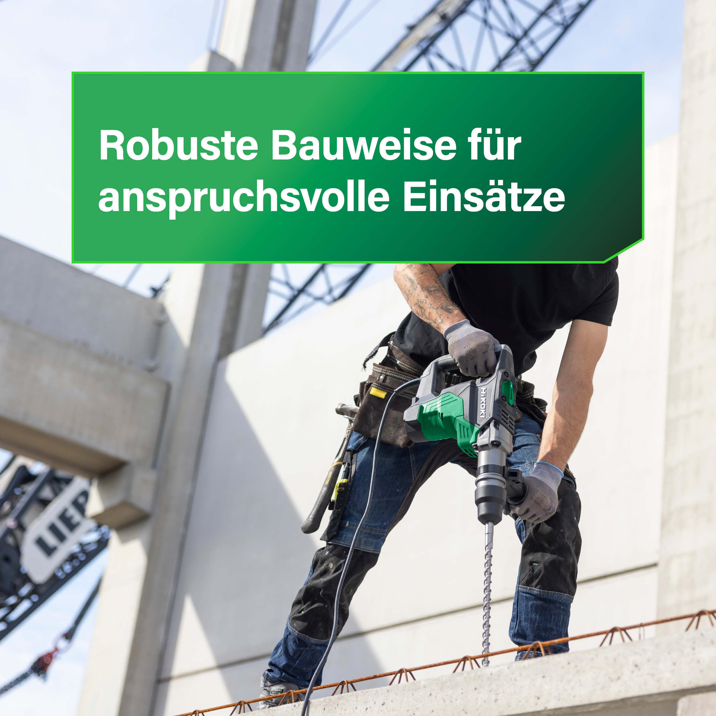 HiKOKI Bohr- und Meißelhammer SDS-Max - 1100 W, 7,1 J Schlagenergie, 40 mm Bohrdurchmesser, 2800/min Schlagrate - Vibrationsarm, ergonomischer Griff - Inkl. Koffer - Betonbohren und Abbrucharbeiten
