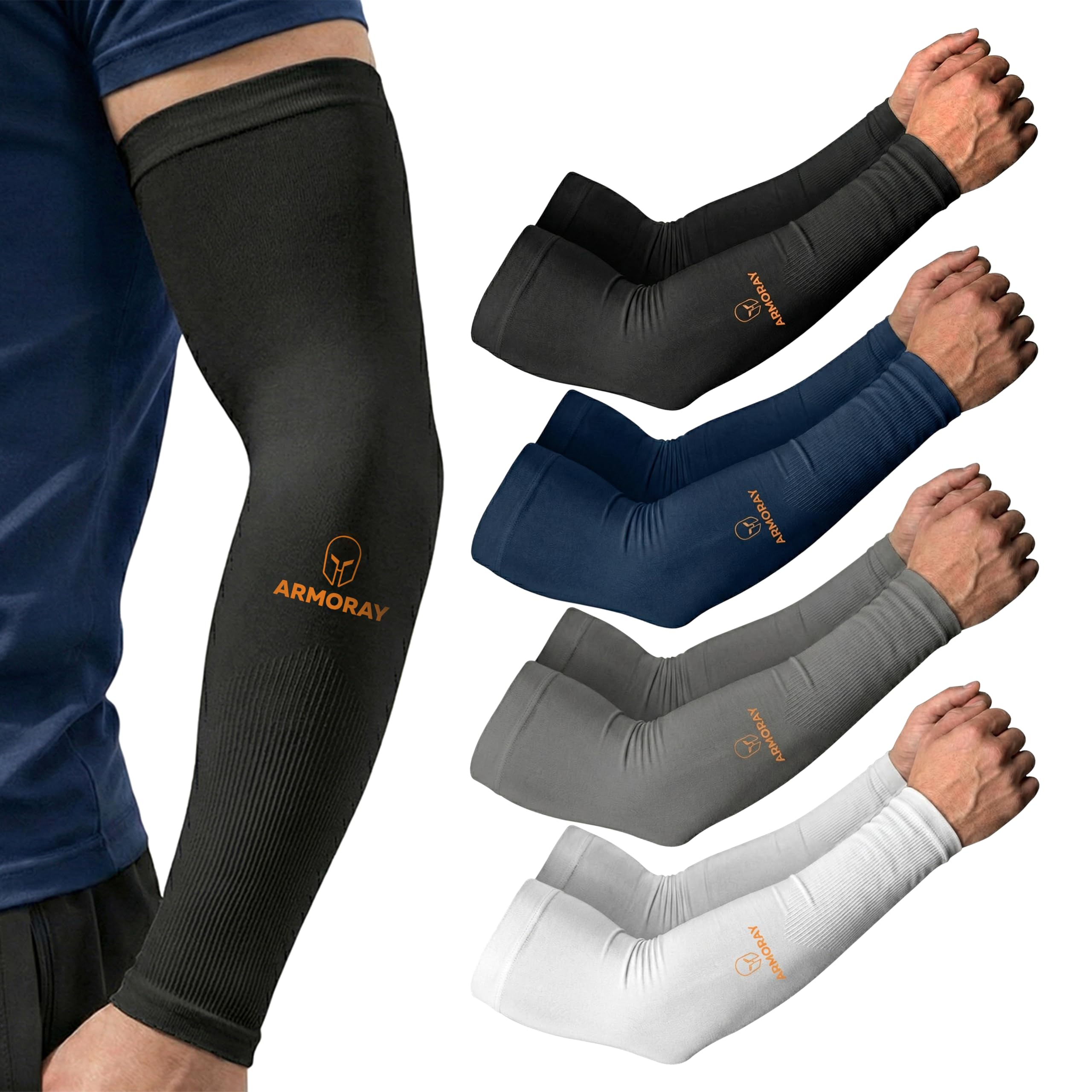 ARMORAY Arm Sleeves for Men and Women - UV Sun Protection Cooling Compression - Tattoo Cover Up Sleeve for Daily Wear &amp; Work
