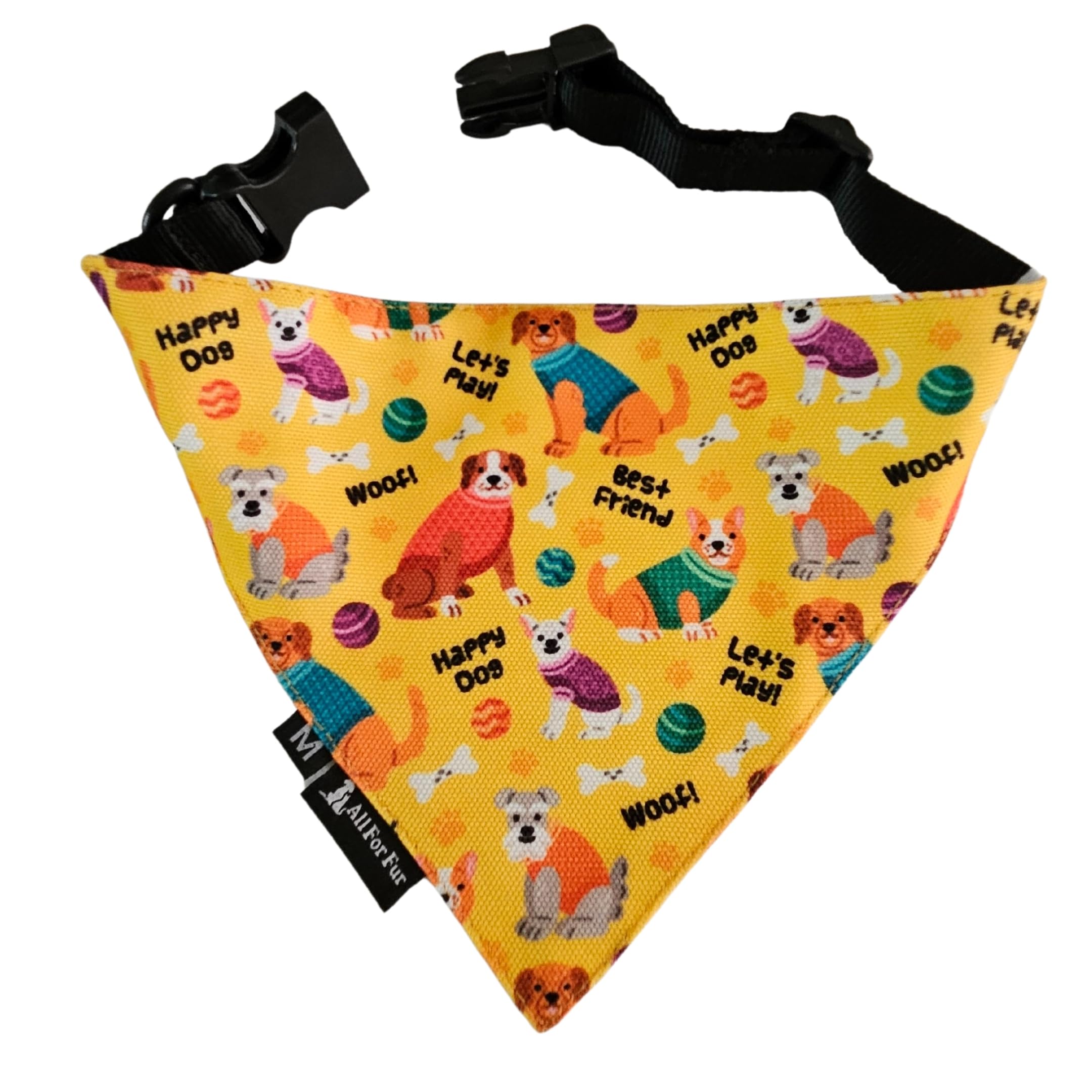 All For Fur Dog Bandana | Adjustable Collar Strap with D-Ring | Luxury Pet Accessories | Lightweight & Comfortable | Bandana for Medium to Large Dogs | Yellow Dogs (B0CFFWB81J) Amazon Price History, Amazon Price Tracker