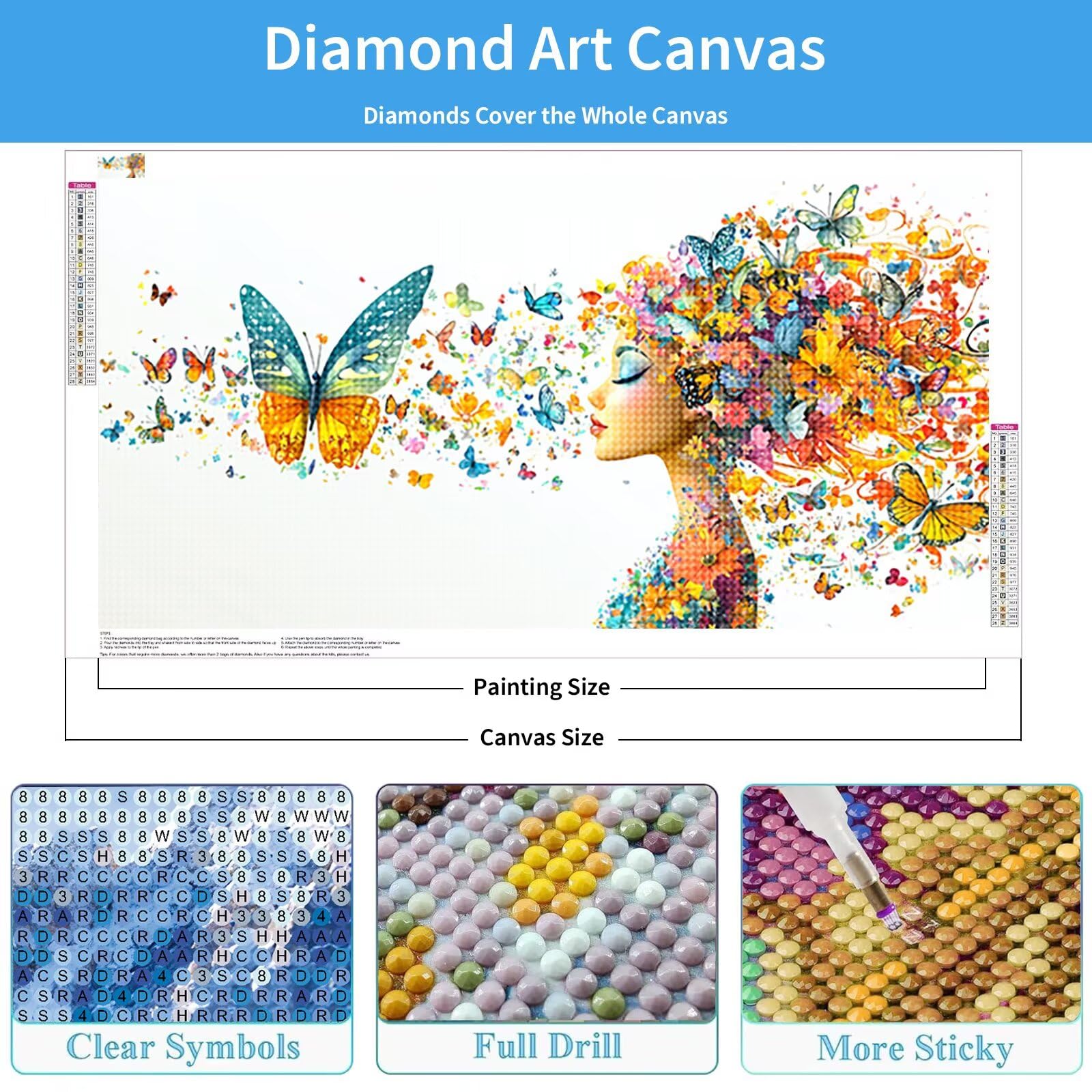 Diamond Painting Erwachsene 120x60 cm, 5D Frau Diamond Art Set Q0-112