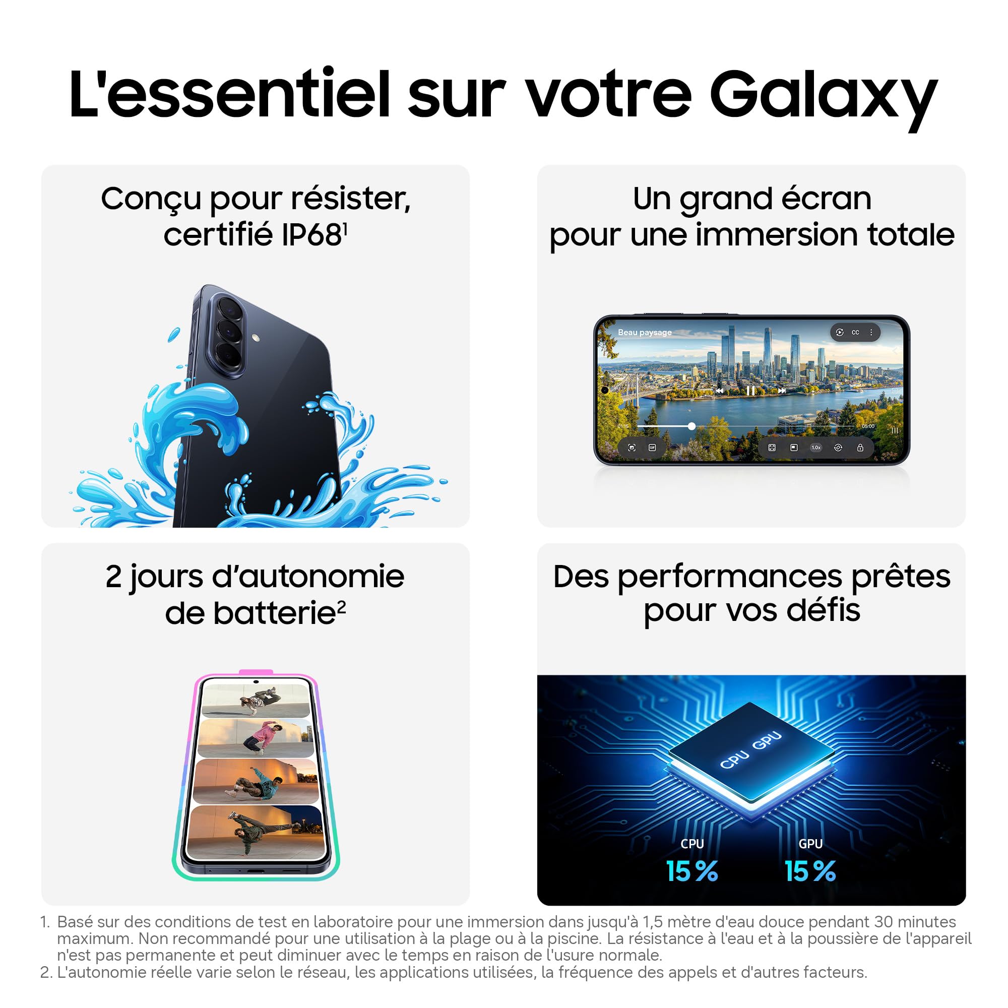 Samsung Galaxy A57 5G, Smartphone Android 5G avec l'IA Accessible à Tous, 128 Go, RAM 8 Go, Chargeur Secteur Rapide 25W Inclus, Smartphone déverrouillé, Lavande, Version FR