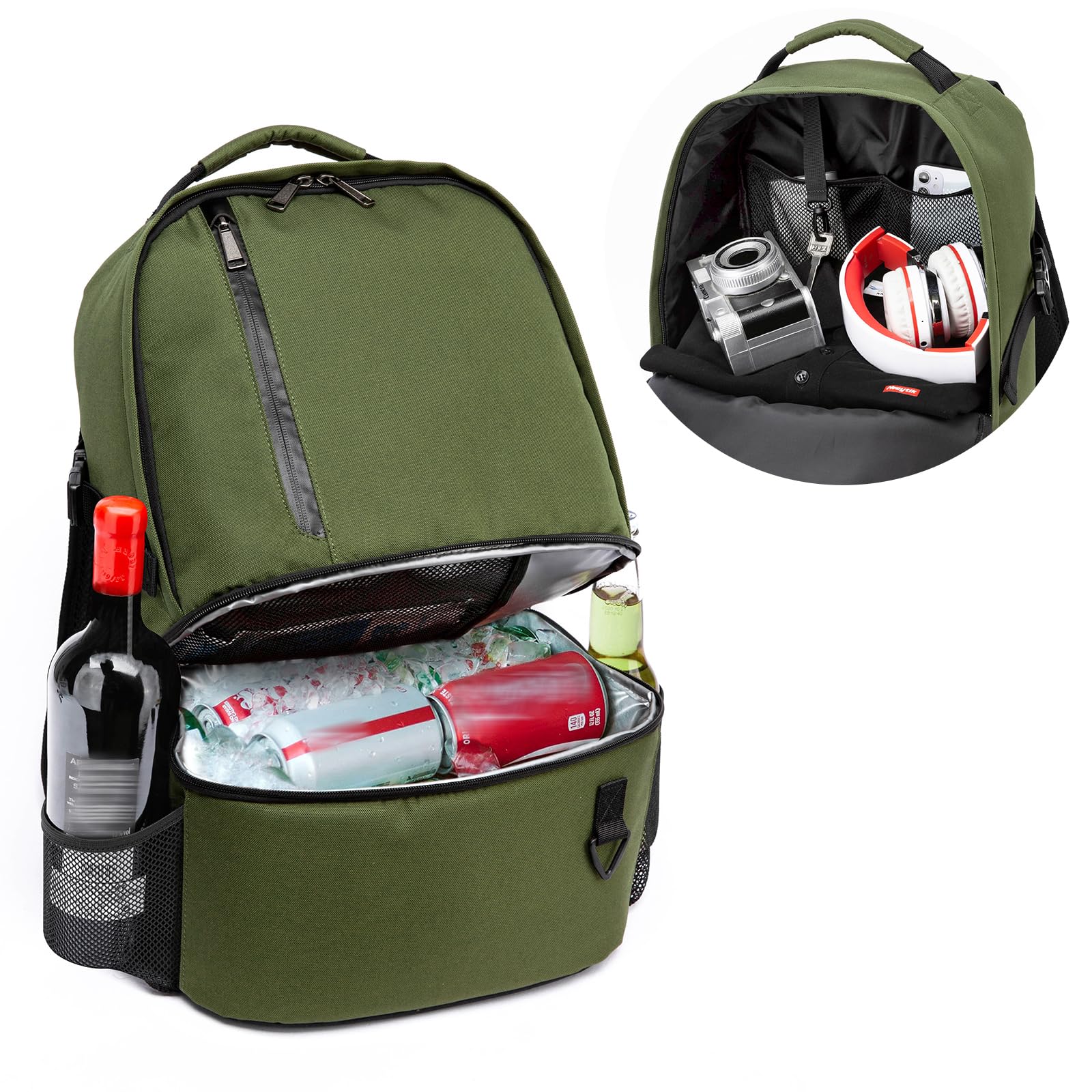 TUGUAN Sac à Dos Isotherme isolé 38 Canettes 28L, Sac Isotherme Léger Double Paroi Hommes Femmes pour Picnic Camping Voyage Randonnée Plage Parc