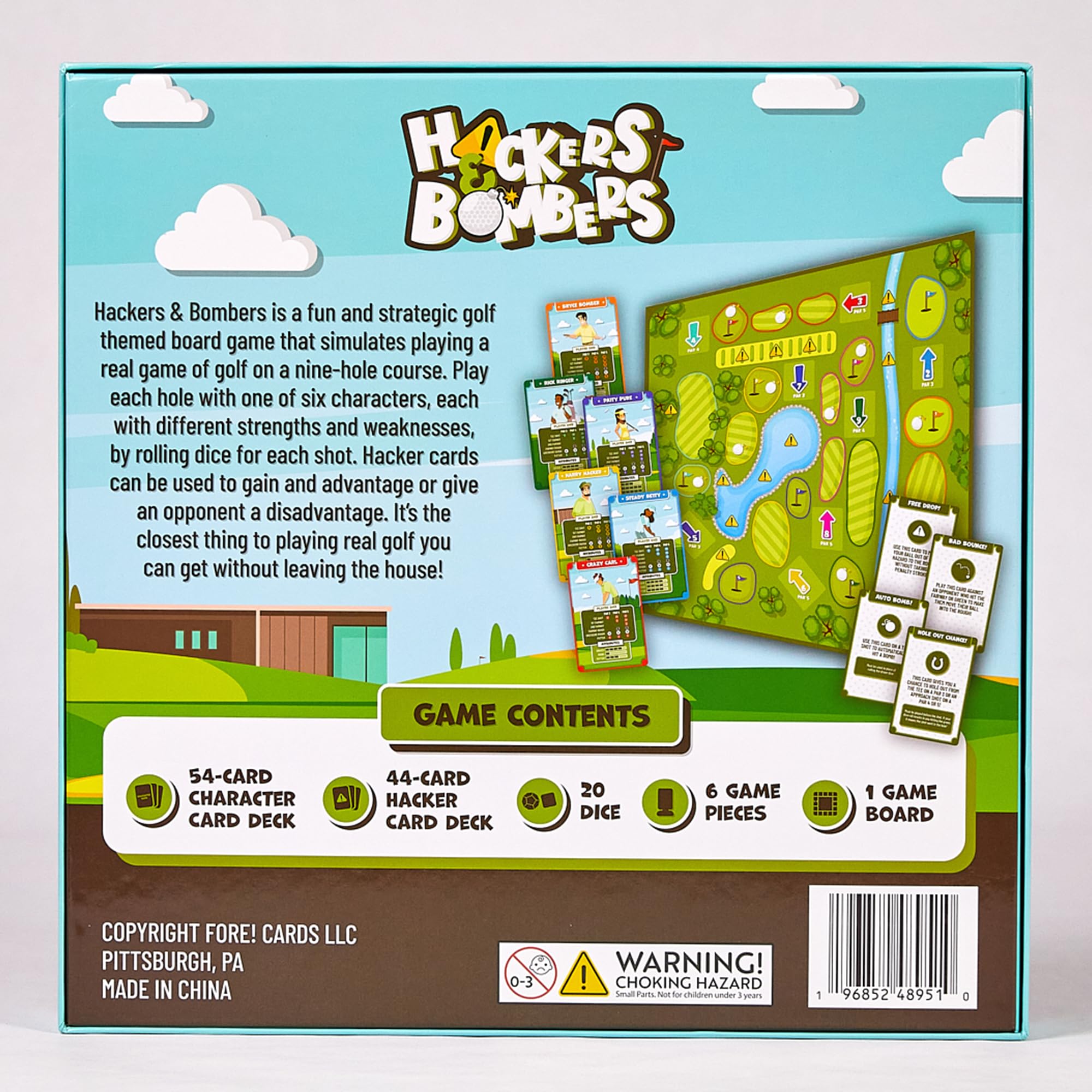 Hackers & Bombers Golf-Brettspiel – Spielen Sie Golf ohne das Haus zu verlassen – Spielen Sie als verschiedene Charaktere – rollen Sie die Würfel und spielen Sie den Platz