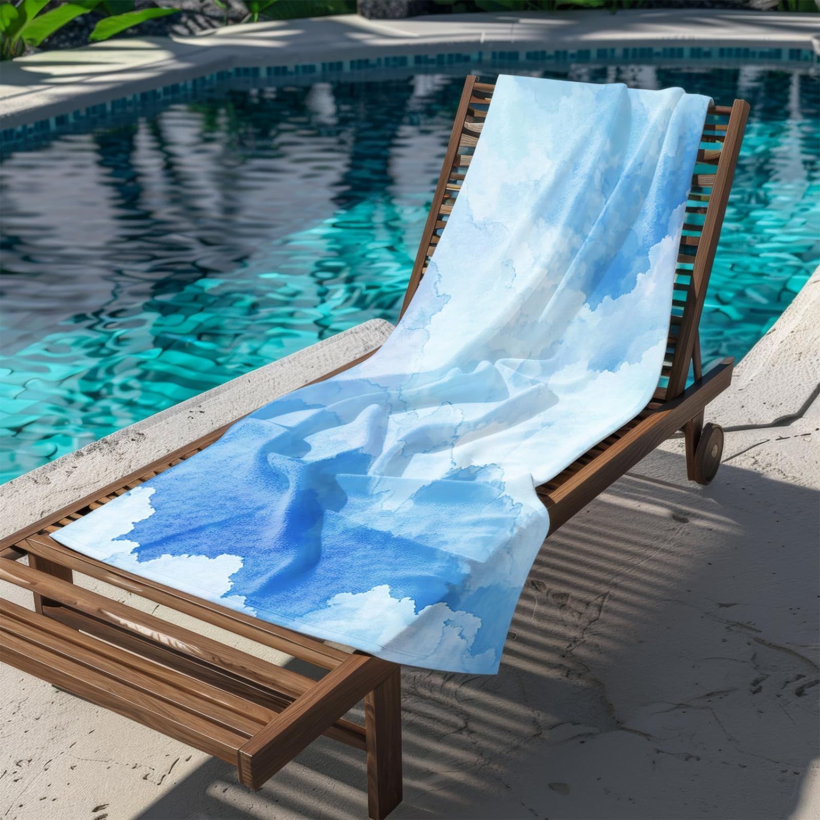 Générique Serviette de Plage XXL Modèle Bleu | Grande Taille Serviette de Plage et Douche Avec Elastique Microfibre Absorbante et Légère Sport Séchage Rapide