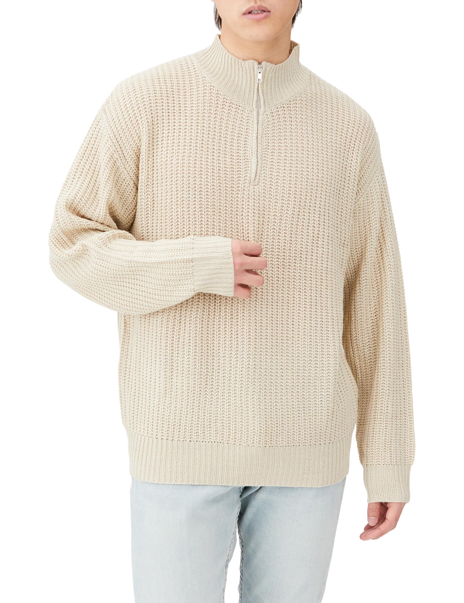 Amazon | [インプローブス] 【NULL】畦編みハーフジップニット