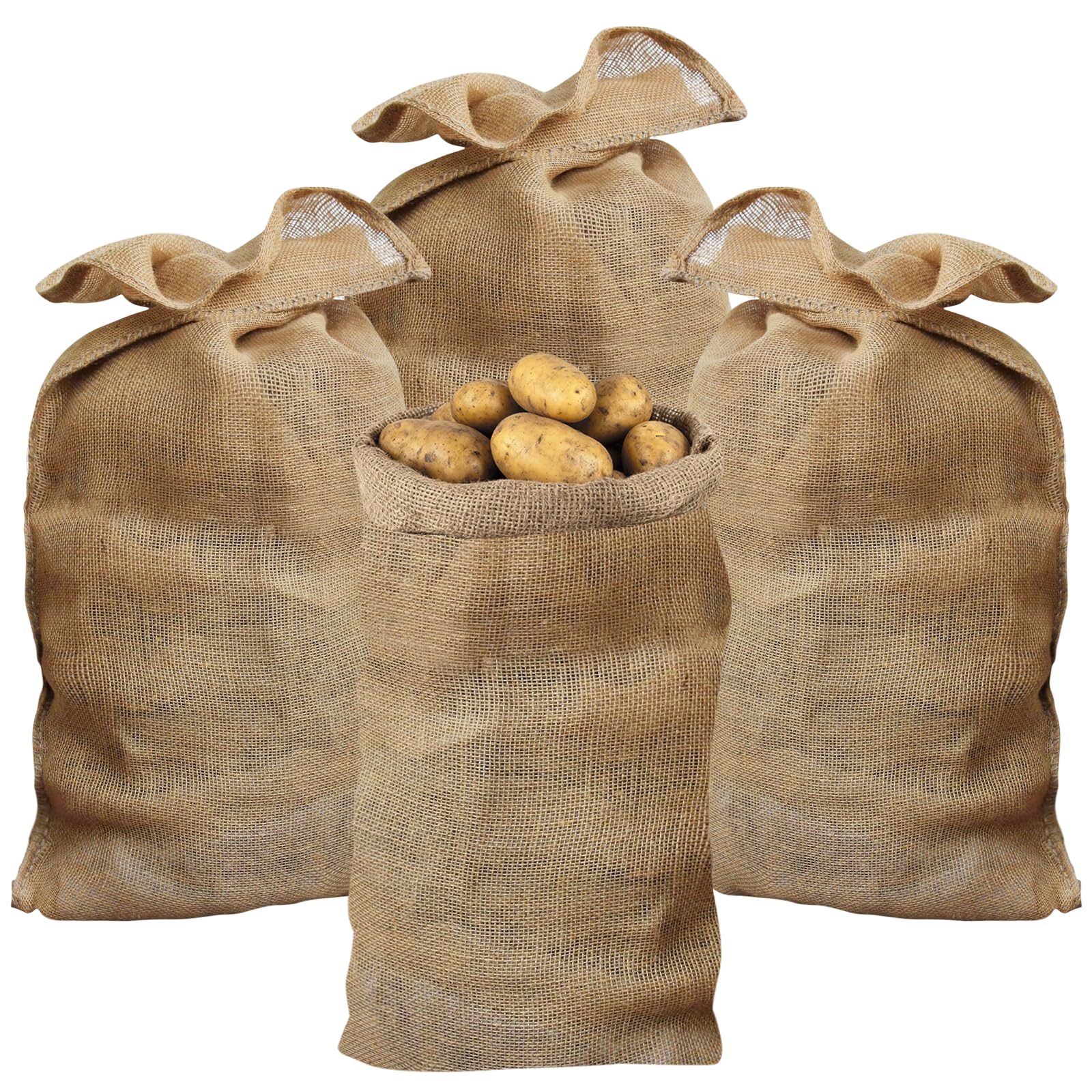 Mkitnvy 4 X Jute Potato Bags, Large Jute Bags - 100 X 60 Cm, Borsa Di