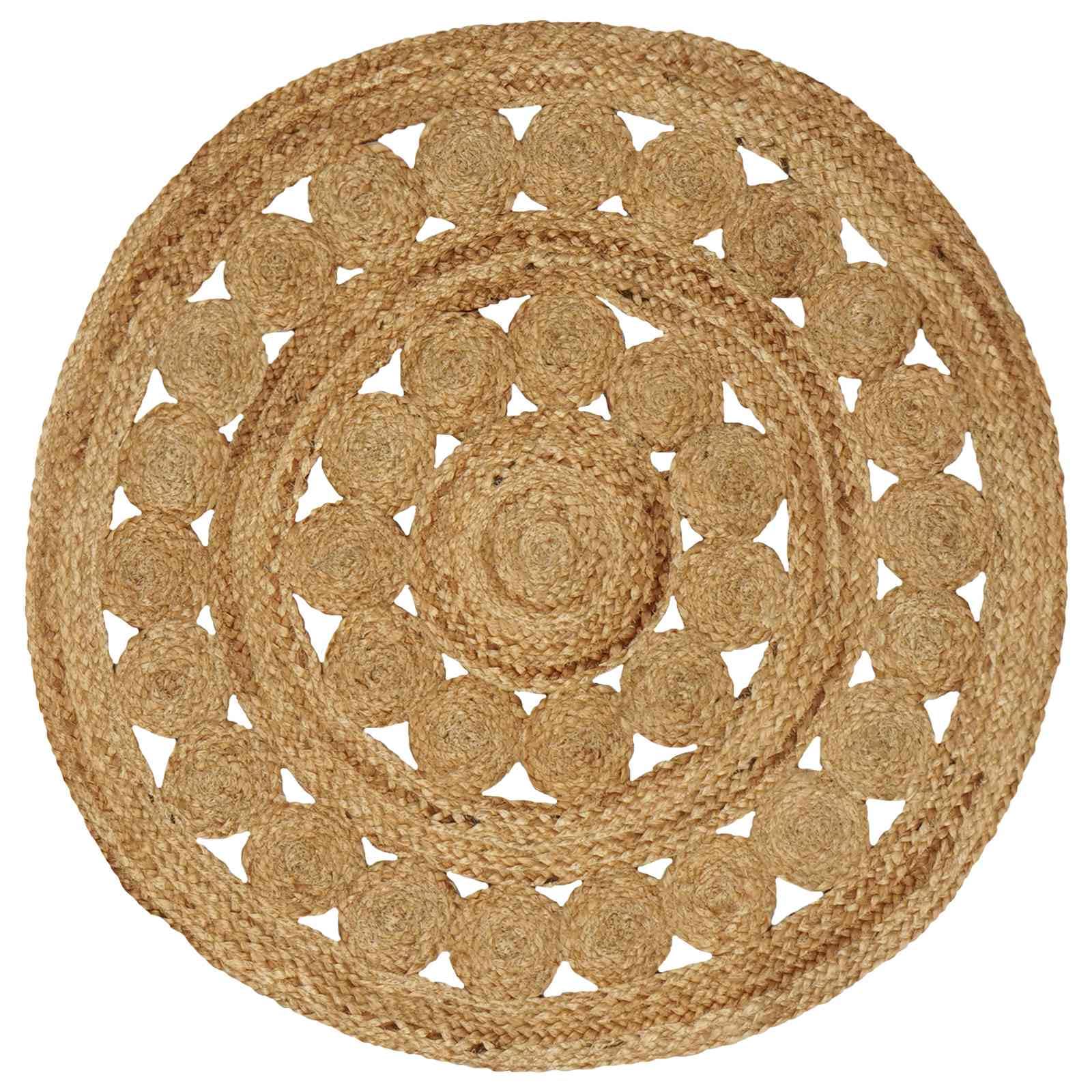 Tapis en jute rond idéal pour réchauffer un sol froid et décorer un petit espace