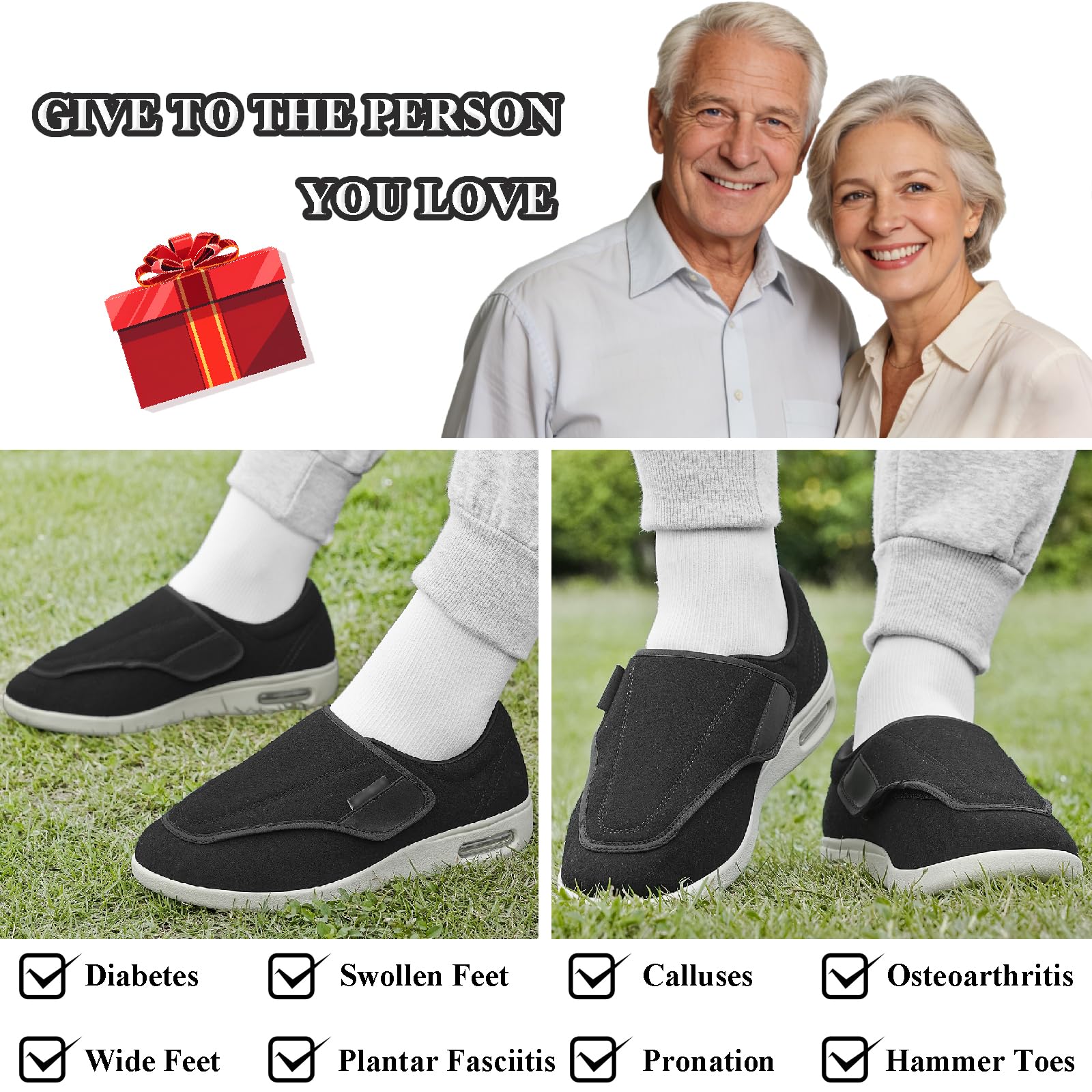 Extra Anchas Zapatillas Ajustables para Diabéticos, Hombre Mujer