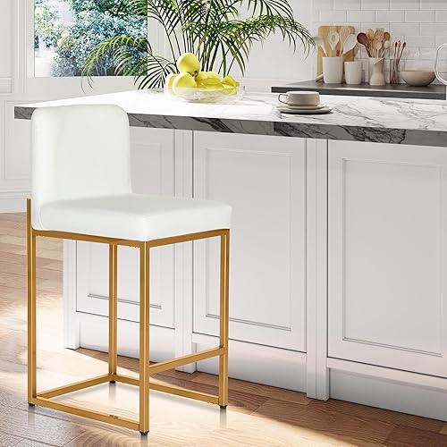 Miniatura 91 de Sophia & William Juego de 2 taburetes de bar marrones, taburetes de bar de 24 pulgadas de altura de mostrador para isla de cocina, taburetes de bar