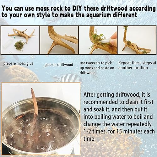 Miniatura 4 de Hamiledyi 4 piezas de madera flotante para acuario, 8 a 10 pulgadas, madera de araña natural, ramas de reptiles, adorno de tronco de acuario