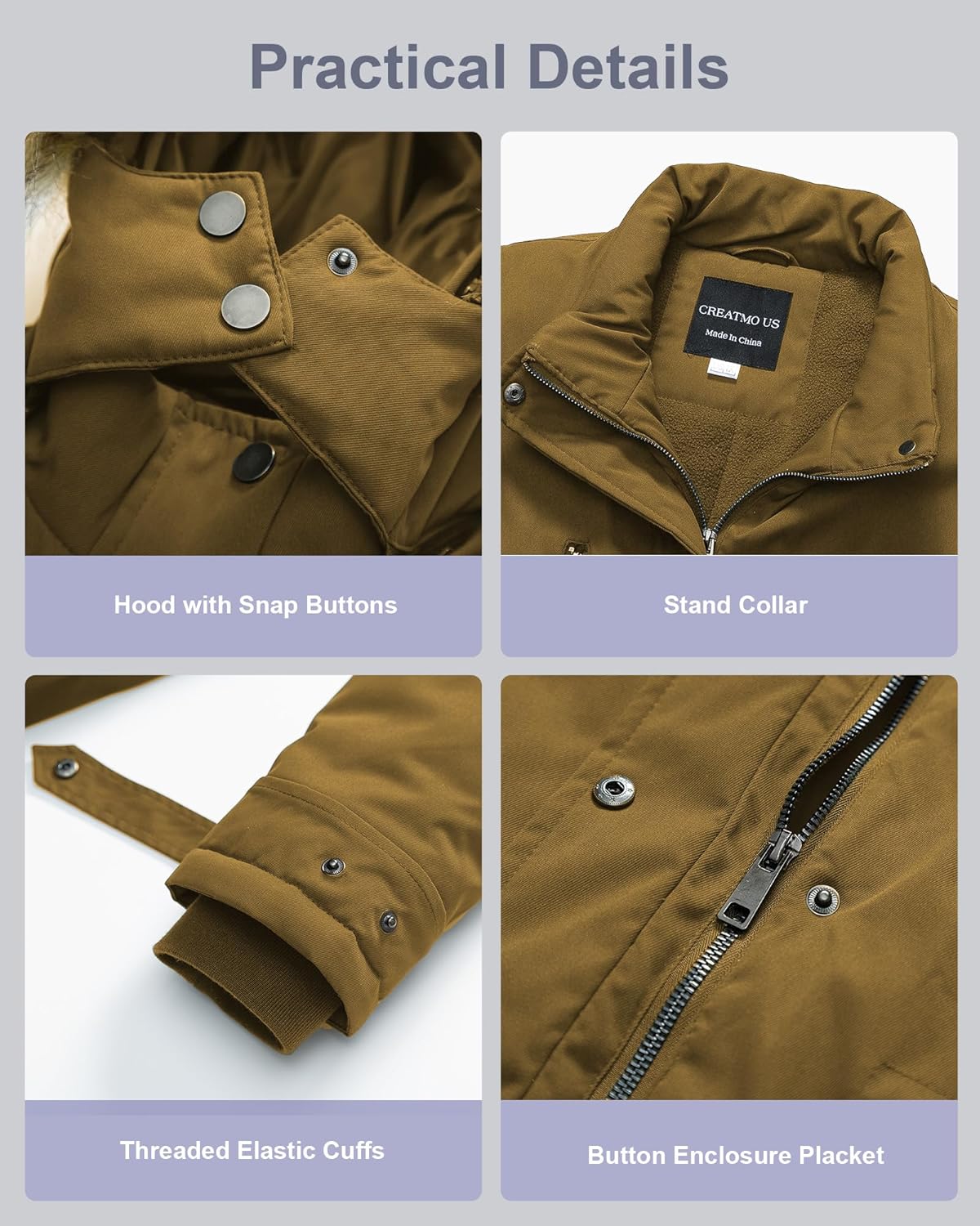 CREATMO US Women's Plus Size Winter Coat Waterproof Long Puffer Jacket Warm Military Thicken Parka with Fur Hood - Image 7