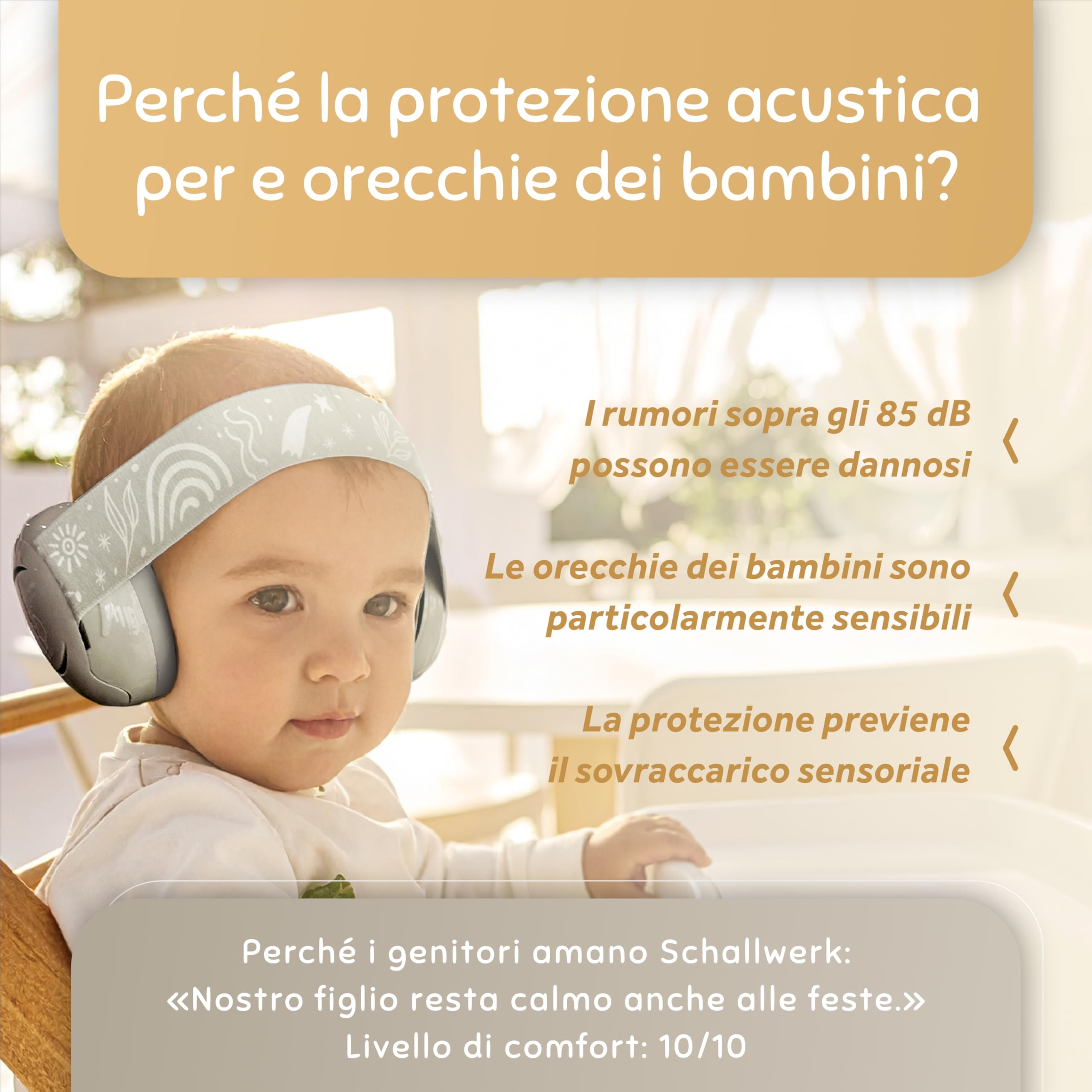 Schallwerk ® Mini+ Cuffie Antirumore Bambini - Protezione dell'udito per Bambini e Neonati - Cuffie Neonato Antirumore, Neonato, Bambino, Aereo, Rumore