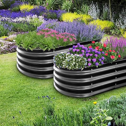 Miniatura 6 de Cama de jardín elevada, 4 x 2 x 1 pies, cama elevada de metal para exteriores, cama elevada de metal para verduras, flores, hierbas