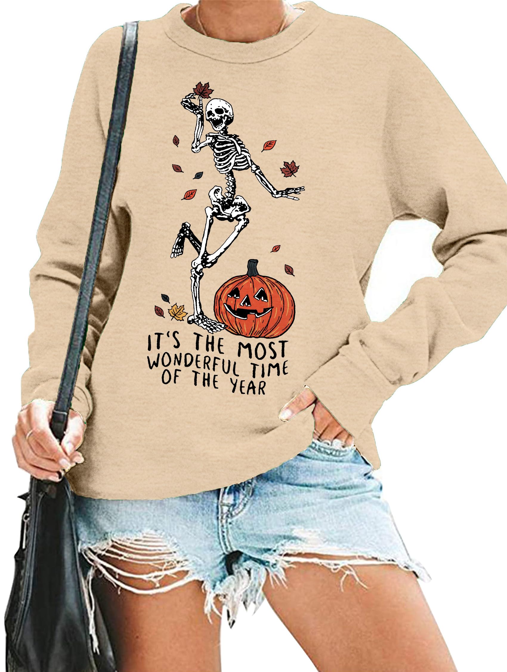 YI XIANG RAN Halloween Pumpkin Sweatshirt Women Fall Shirts: Oversized Pumpkin Sweater Fall Pullover Tops